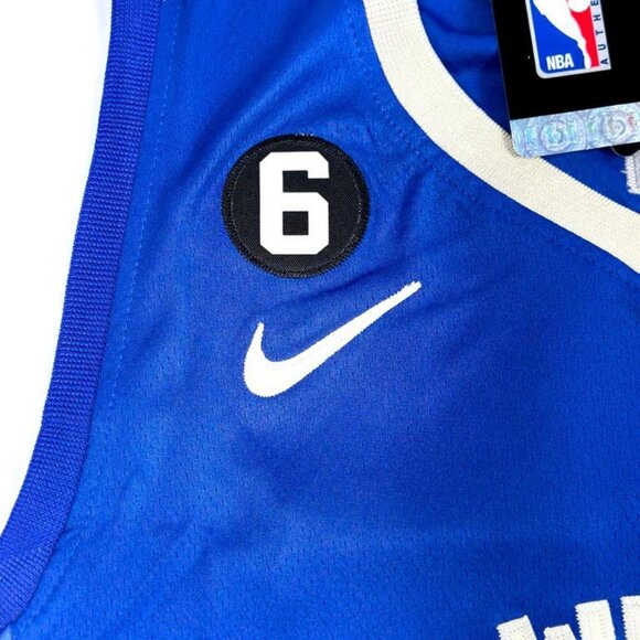 Nike Giannis Antetokounmpo #34 Milwaukee Bucks Blue Adult Stitched Jersey Size M - Picture 8 of 8